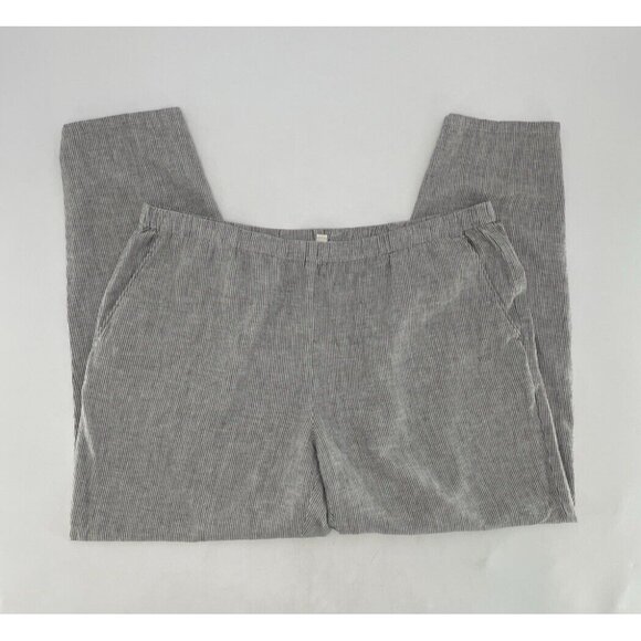 Eileen Fisher Striped Hemp & Organic Cotton Blend Tapered Leg Pull On Pants Sz L - Picture 3 of 9